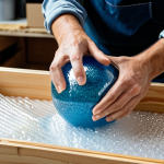 유리공예 해외 수출 시 주의점 - Safe Packaging for Export**

"Close-up shot of hands carefully packing a delicate Murano glass vase ...